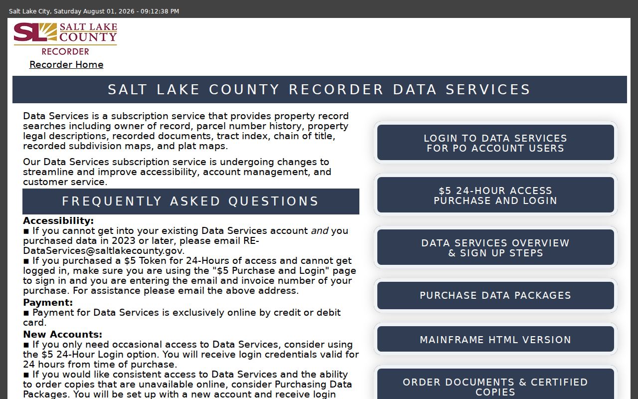 Sandy people search using Salt Lake County Recorder Data Services