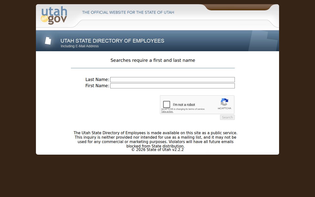 Sandy people directories access through the Utah state employee search