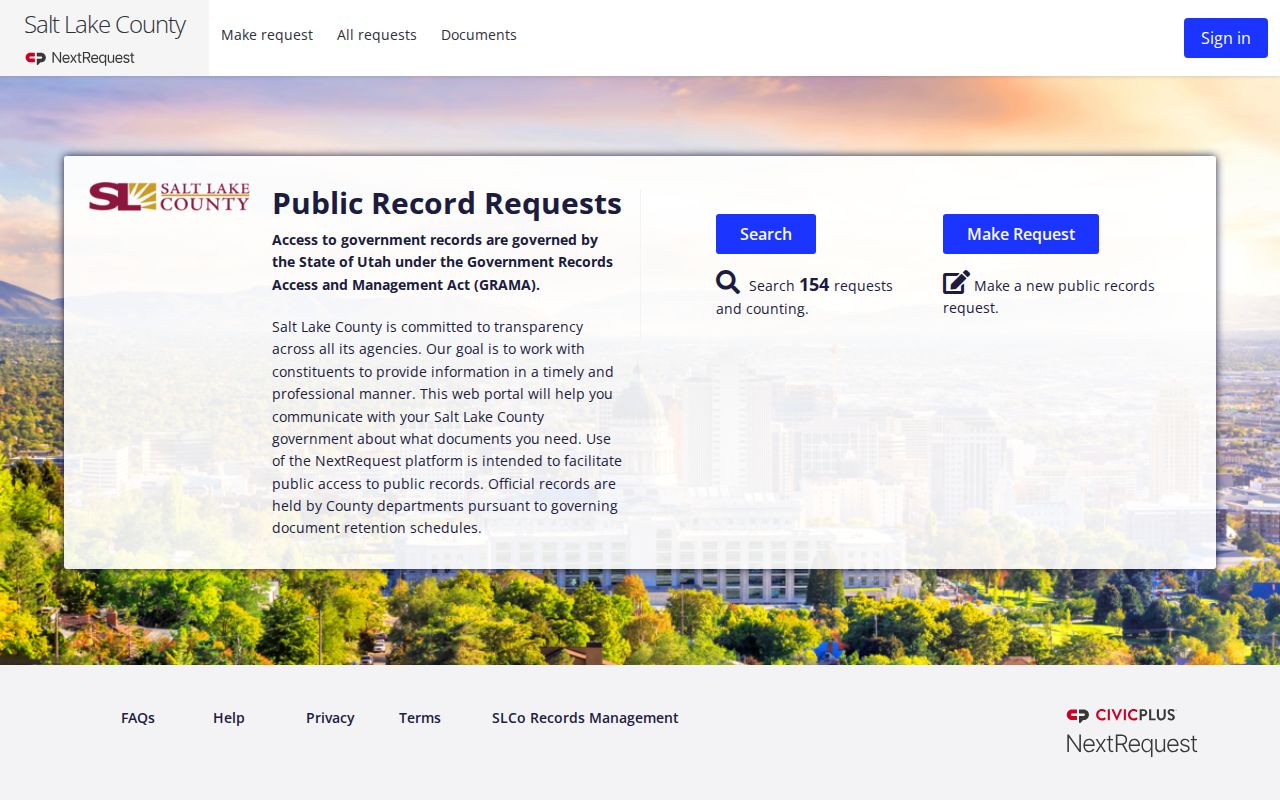 Sandy public records access through Salt Lake County request portal