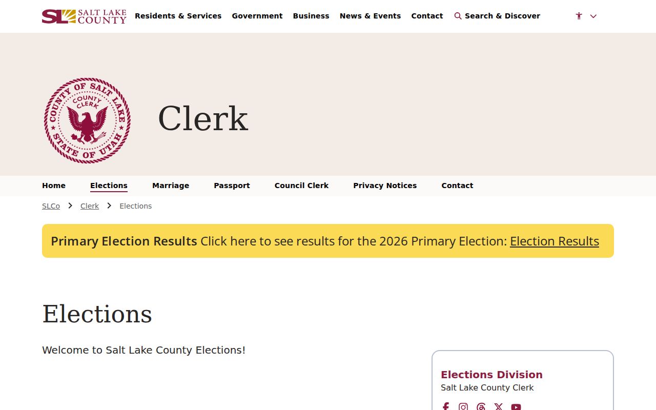 Sandy voter records services at Salt Lake County Elections