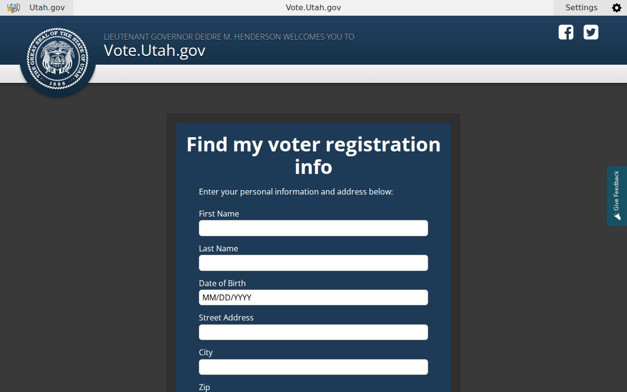 Sandy voter registration self-lookup on the Utah elections website